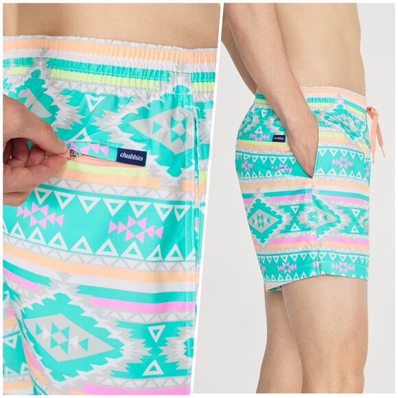 Chubbies | Men | The En Fuegos Pastel Aztec 5.5 Inch Lined Swim Trunks | Medium - Picture 13 of 14